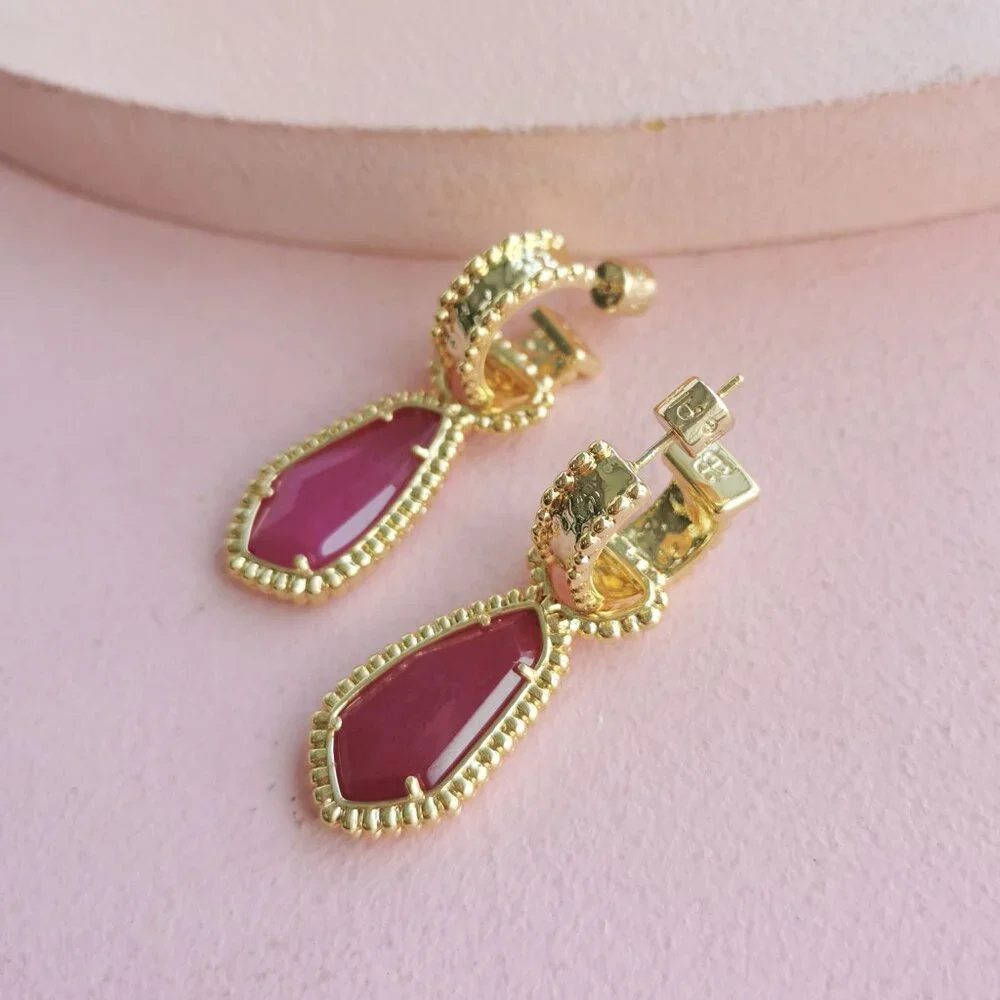 Alicia Bonnie - Sera Red Agate Gold Earrings - NEW